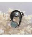 bague ethnique argent et pierre bleue d'aigue-marine