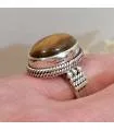 Bague argent bijou homme femme oeil de tigre