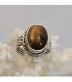 Bague argent bijou homme femme oeil de tigre