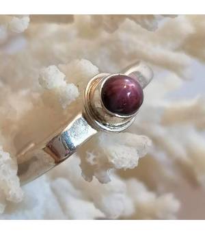 Bague "square" en argent et pierre naturelle de rubis