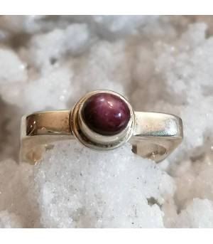Bague "square" en argent et pierre naturelle de rubis