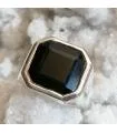 Bague argent chevalière pierre onyx noir.