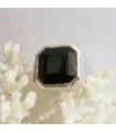 Bague argent chevalière pierre onyx noir.