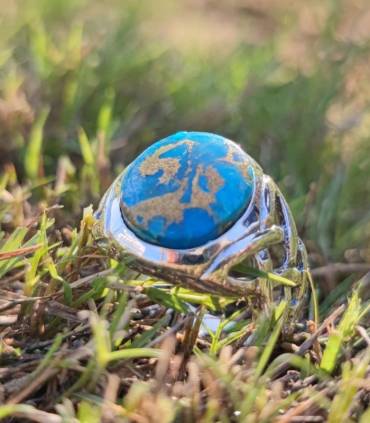 Bague en argent et pierre de turquoise chevalière homme