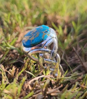 Bague en argent et pierre de turquoise chevalière homme