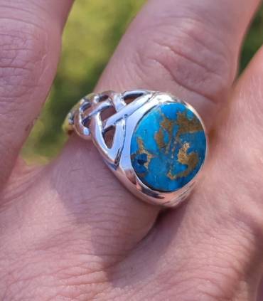 Bague en argent et pierre de turquoise chevalière homme