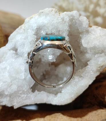 Bague en argent et pierre de turquoise chevalière homme