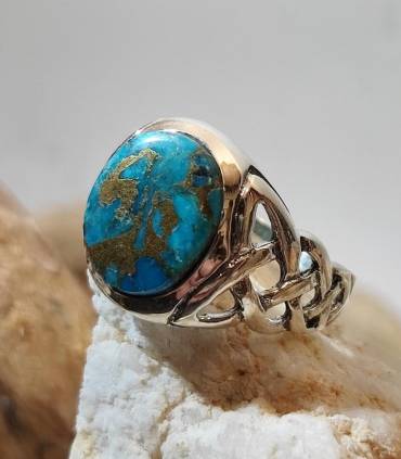 Bague en argent et pierre de turquoise chevalière homme