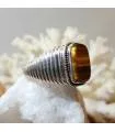 Bague chevalière en argent et pierre naturelle d'oeil de tigre