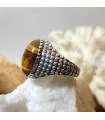 Bague argent chevalière homme oeil de tigre