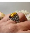 Bague argent chevalière homme oeil de tigre