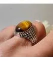 Bague argent chevalière homme oeil de tigre