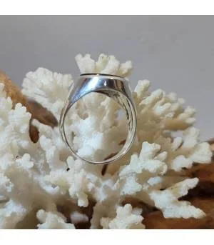 Bague argent chevalière pierre d'onyx noire