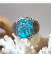 Bague royale turquoise et argent pour homme