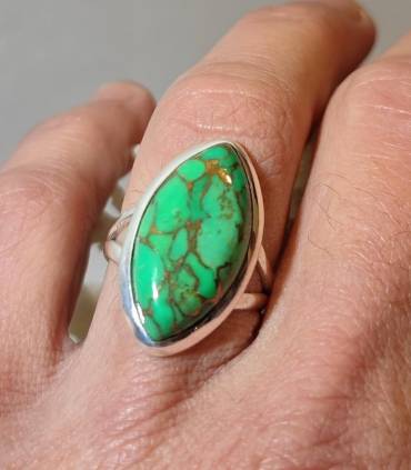 Bague vintage en argent et pierre naturelle de turquoise Mohave.