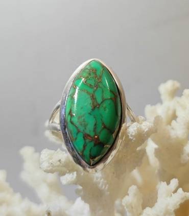 Bague vintage en argent et pierre naturelle de turquoise Mohave.