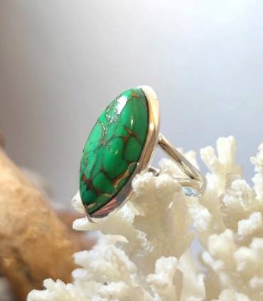 Bague vintage en argent et pierre naturelle de turquoise Mohave.