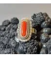 Bague ethnique en argent et corail italien