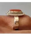 Bague ethnique en argent et corail italien