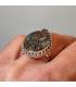 Bague royale en argent et ammonite fossilisé en pyrite