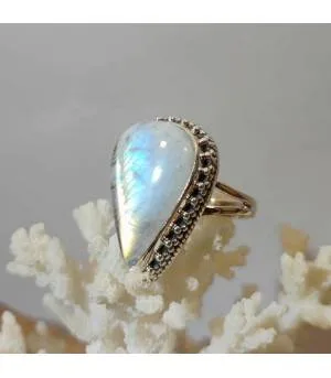 Bague Megha-Rashi – Argent 925 & Pierre de Lune Naturelle