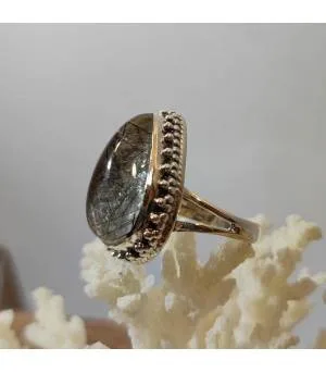 Bague argent bijou royal pierre naturelle quartz tourmaline