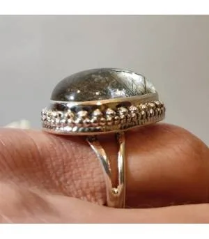 Bague argent bijou royal pierre naturelle quartz tourmaline
