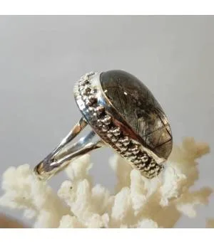 Bague argent bijou royal pierre naturelle quartz tourmaline