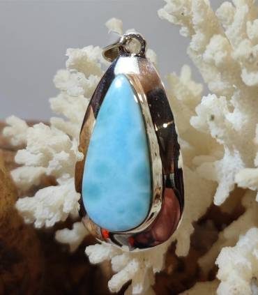 Pendentif en argent pierre naturelle de larimar.