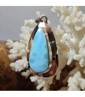 Pendentif en argent pierre naturelle de larimar.