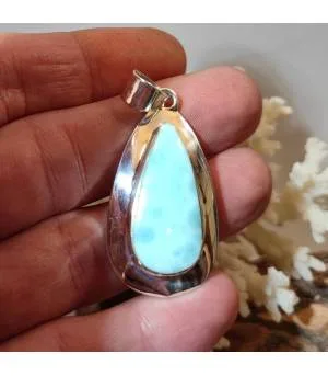 Pendentif en argent pierre naturelle de larimar.