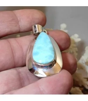 Pendentif en argent pierre naturelle de larimar.
