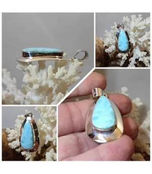 Pendentif en argent pierre naturelle de larimar.
