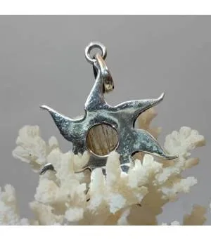 Pendentif "sunshine" argent quartz rutilé doré