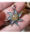 Pendentif "sunshine" argent quartz rutilé doré