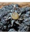 Pendentif "sunshine" argent quartz rutilé doré
