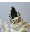 Bague argent bijou ethnique pierre naturelle malachite.
