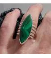 Bague argent bijou ethnique pierre naturelle malachite.