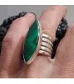Bague argent bijou ethnique pierre naturelle malachite.