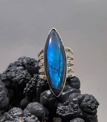 Bague argent pierre naturelle de labradorite bleue