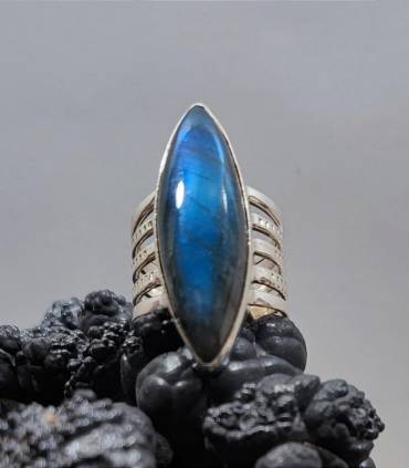 Bague argent pierre naturelle de labradorite bleue