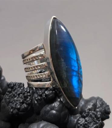 Bague argent pierre naturelle de labradorite bleue