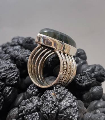 Bague argent pierre naturelle de labradorite bleue