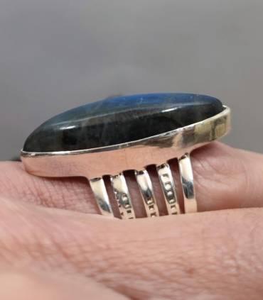 Bague argent pierre naturelle de labradorite bleue