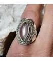 Bague argent bijou ethnique en quartz rose