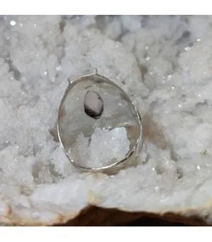 Bague argent bijou ethnique en quartz rose