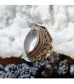 bague argent bijou ethnique en quartz rose