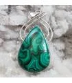 Pendentif arabesque argent bijou ethnique pierre naturelle malachite.