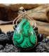 Pendentif arabesque argent bijou ethnique pierre naturelle malachite.