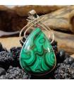 Pendentif arabesque argent bijou ethnique pierre naturelle malachite.